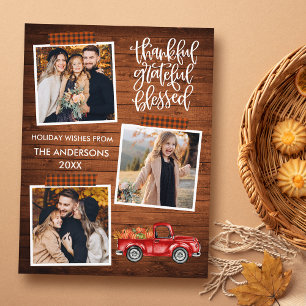 Dankbar Gesegneter LKW Kariert Thanksgiving Postkarte