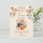 Dankbar, gesegneter Pumpkin-Erntedank Einladung (Stehend Vorderseite)