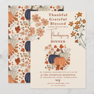 Dankbar, gesegneter Pumpkin-Erntedank Einladung