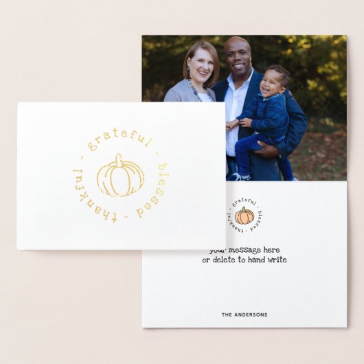 Dankbar, gesegneter Pumpkin-Erntedank Folienkarte (Anzeige)