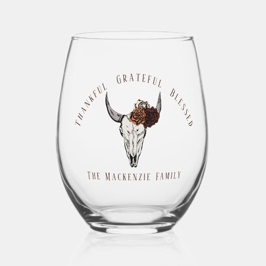 Dankbar, gesegneter Western Freundschaft Weinglas Ohne Stiel (Vorderseite)
