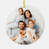 Dankbar gesegnetes FOTO BACK Dusty Blue Keramik Ornament (Hinten)