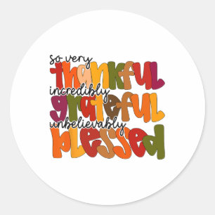 Dankbar Gesegnetes Shirt Thanksgiving Frauen Runder Aufkleber