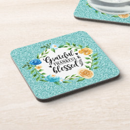 Dankbar Glückwunsch gesegnet floralen Wasserfarben Getränkeuntersetzer