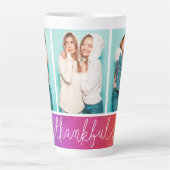 Dankbar Glückwunsch gesegnet Modernes Drei Foto Milchtasse (Vorderseite)