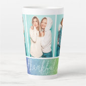 Dankbar Glückwunsch gesegnet Modernes Drei Foto Milchtasse (Vorderseite)