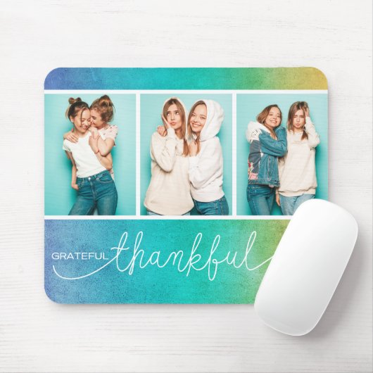 Dankbar Glückwunsch gesegnet Modernes Drei Foto Mousepad (Mit Mouse)