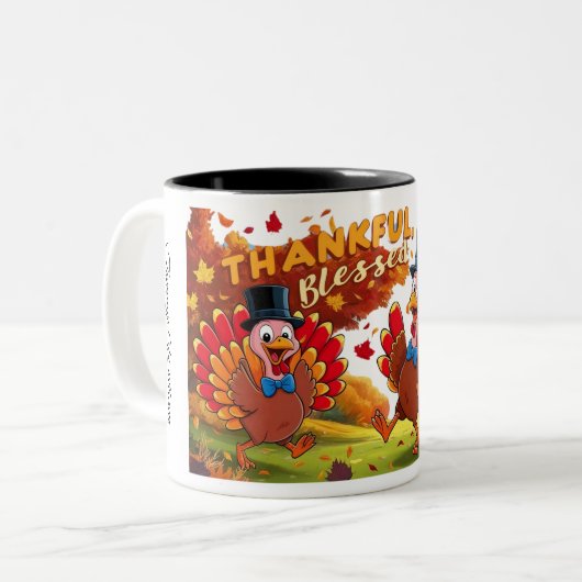 Dankbar Glückwunsch zum Erntedankfest Zweifarbige Tasse (Vorderseite Links)