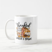 Dankbar Grateful gesegnet Fall Pumpkin Herbst als Kaffeetasse (Links)