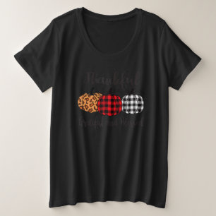 Dankbar Grateful Gesegnet Kariert Leopard Kürbis T Große Größe T-Shirt