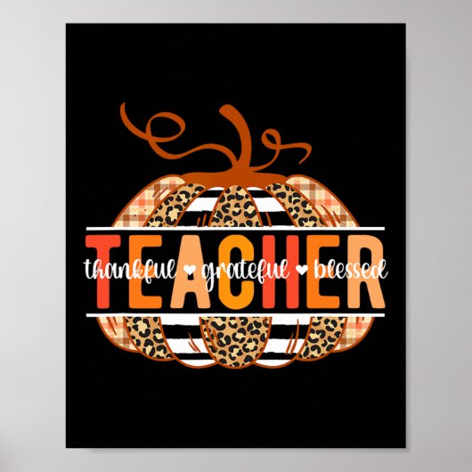 Dankbar Grateful gesegnet Lehrer Erntedank Tee Poster (Vorne)