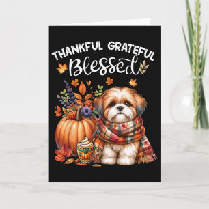 Dankbar Grateful Gesegnet Shih Tzu Hund Herbst Y'A Karte