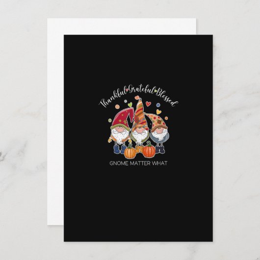 Dankbar Grateful gesegneter Erntedank Fall Gnomes Einladung (Vorne/Hinten)