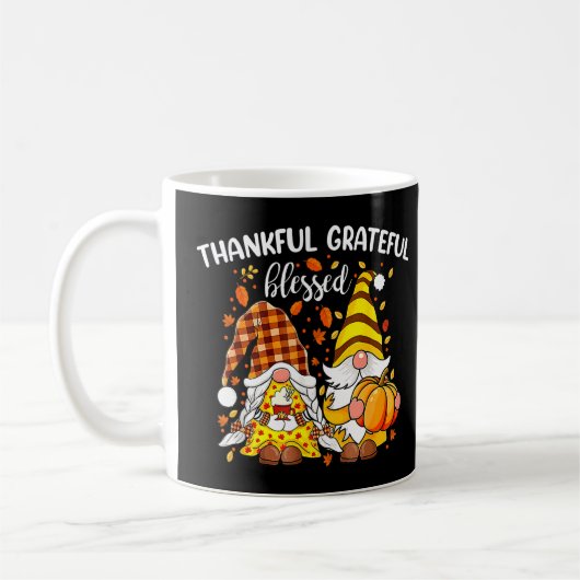 Dankbar Grateful gesegneter Erntedank Fall Gnomes Kaffeetasse (Links)