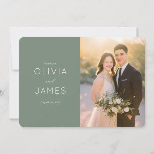 Dankbar Grün Elegant Foto Dankeskarte