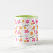 Dankbar ich dankbar, dass ich Spaß rosa gelbe Tass Zweifarbige Tasse (Mittel)