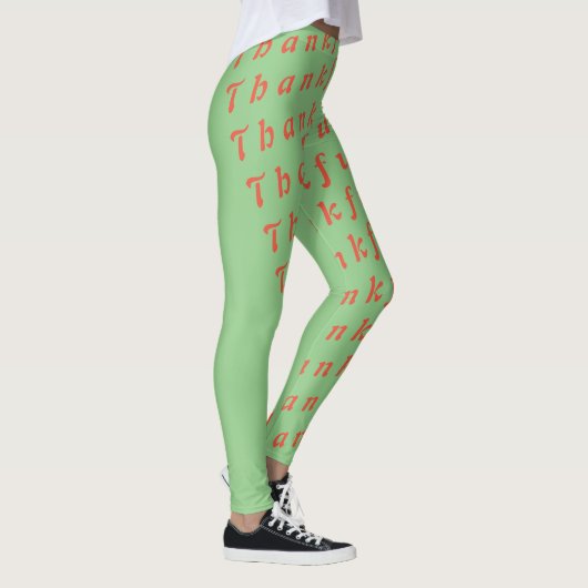 Dankbar in wiederholtem Textmuster Leggings (Rechts)