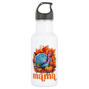 Dankbar Mama Türkei und Herbst Blätter Edelstahlflasche