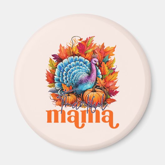 Dankbar Mama Türkei und Herbst Blätter Magnet (Vorne)