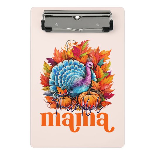 Dankbar Mama Türkei und Herbst Blätter Mini Klemmbrett (Vorderseite)