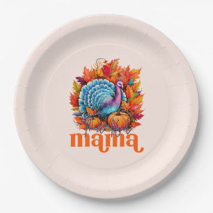 Dankbar Mama Türkei und Herbst Blätter Pappteller