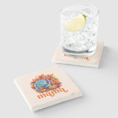 Dankbar Mama Türkei und Herbst Blätter Steinuntersetzer (Seitenansicht)