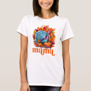 Dankbar Mama Türkei und Herbst Blätter T-Shirt