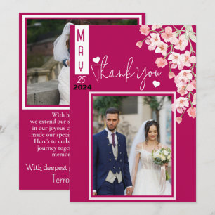 Dankbar mit Blumenwein Dankeskarte