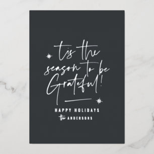 Dankbar moderne minimalistische elegante Schrift Folien Feiertagskarte