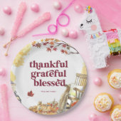 Dankbar | Monogramm für den Erntedank Herbst Pappteller (Party)