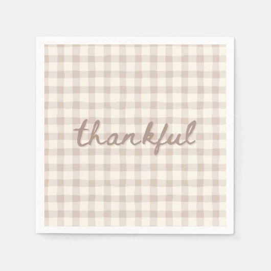 Dankbar Neutral Tan Gingham Serviette (Vorderseite)