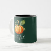 Dankbar Orange Pumpkin Green Zweifarbige Tasse (Vorderseite Links)