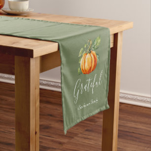 Dankbar Orange Pumpkin Moss Green Personalisiert Kurzer Tischläufer