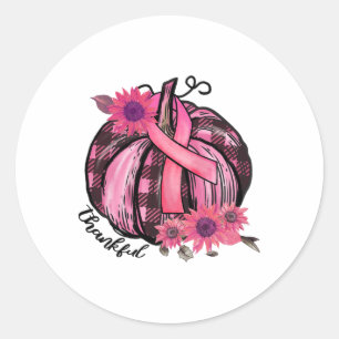 Dankbar Pink Pumpkin Sonnenblumen Brustkrebs im Kr Runder Aufkleber