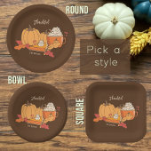 Dankbar Pumpkin alles Brown Paper Plate Pappteller