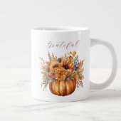 Dankbar-Pumpkin mit Blume- Jumbo-Tasse (Rechts)