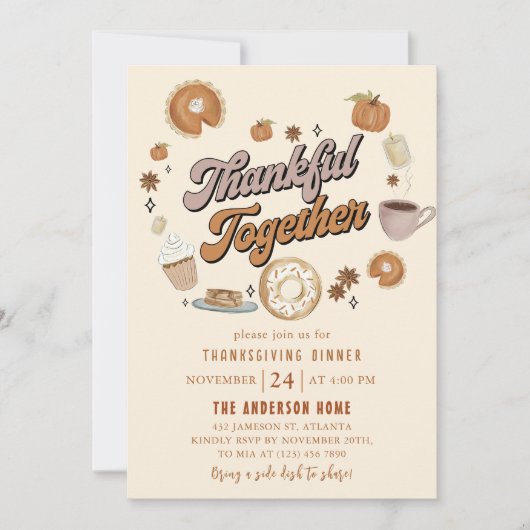 Dankbar Pumpkin Pie Erntedank Dinner Einladung (Vorderseite)