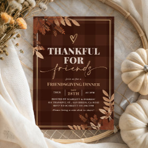 Dankbar Rustic Gold Fall Friendsgiving Dinner Einladung