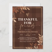Dankbar Rustic Gold Fall Friendsgiving Dinner Einladung (Vorderseite)