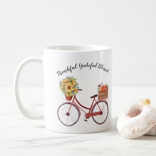 Dankbar rustikales Fahrrad Kaffeetasse (Mit Donut)