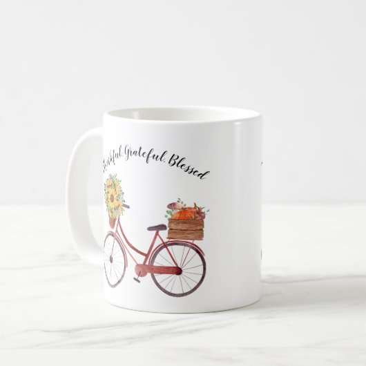 Dankbar rustikales Fahrrad Kaffeetasse (Vorderseite Links)