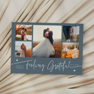 Dankbar Schieferblau Hochzeit Multi Foto Dankeskarte