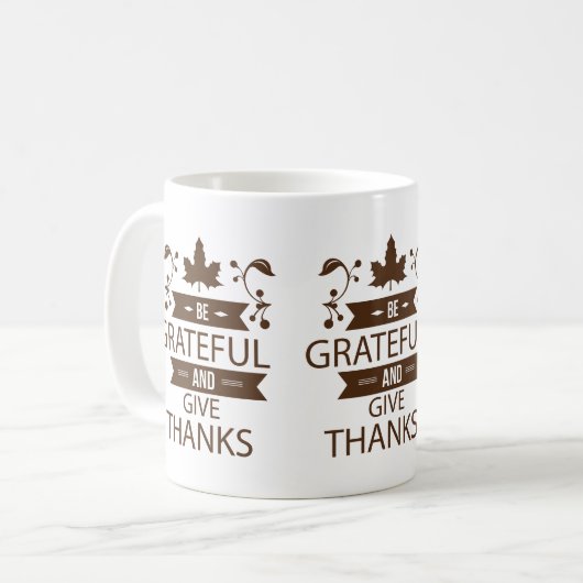 dankbar sein und danken kaffeetasse (Vorderseite Links)