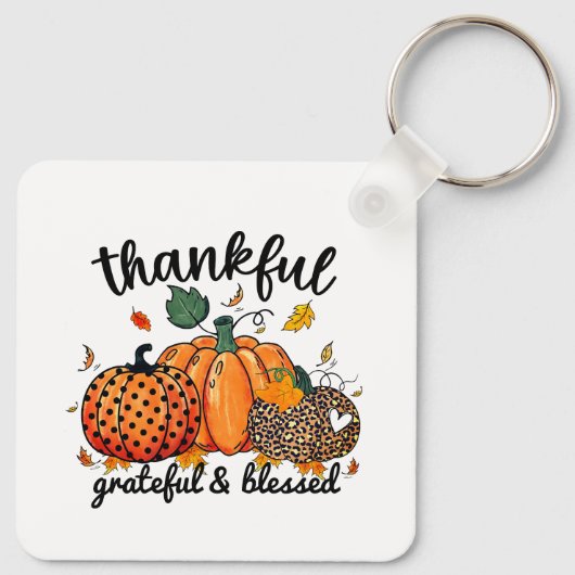 Dankbar Seligen Autumn Pumpkin Schlüsselanhänger (Rückseite)