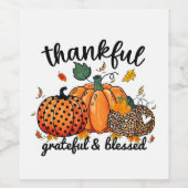 Dankbar Seligen Autumn Pumpkin Weinetikett (Einzelnes Label)