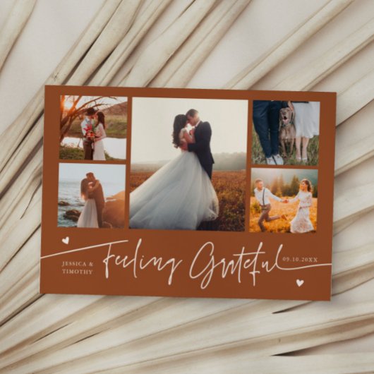 Dankbar Terrakotta-Hochzeit Multi-Foto Dankeskarte