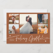 Dankbar Terrakotta-Hochzeit Multi-Foto Dankeskarte (Vorderseite)