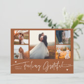 Dankbar Terrakotta-Hochzeit Multi-Foto Dankeskarte (Stehend Vorderseite)