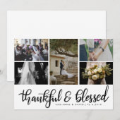 Dankbar u. segnete das fünf Paar-Foto-Hochzeit Dankeskarte (Vorne/Hinten)