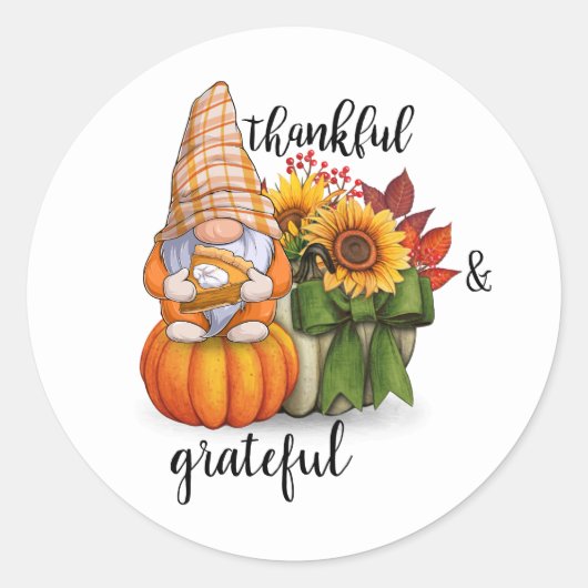 Dankbar und dankbar runder aufkleber (Vorderseite)